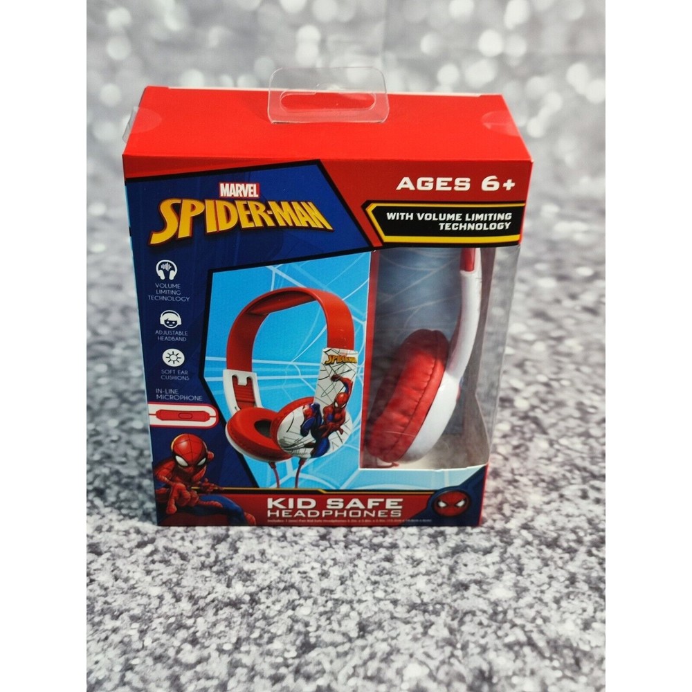Spider man Kid Safe Wired Headphones Adjustable Headband Soft Ear Cushions
